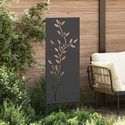 Garden Privacy Screen Cold-rolled steel 50 x 140 cm Black Leaf