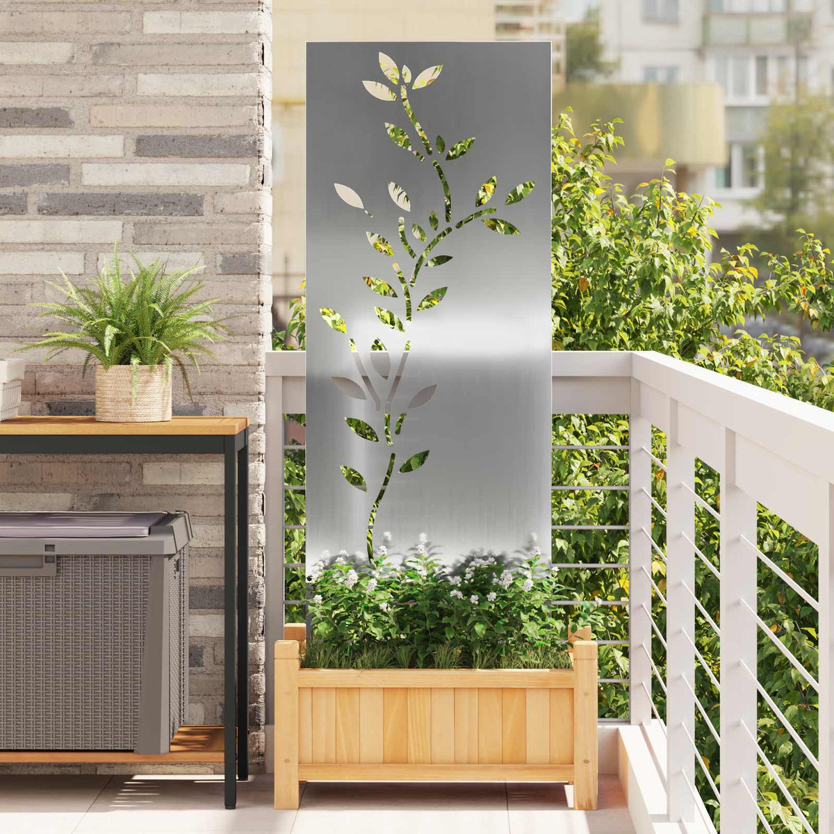 vidaXL Garden Privacy Screen Silver 50 x 140 cm Galvanised steel 1