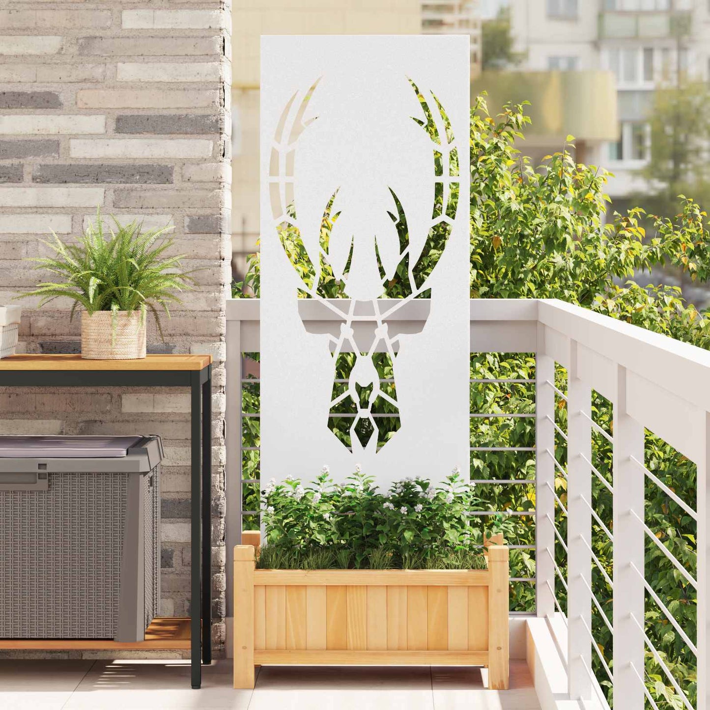 vidaXL Garden Privacy Screen White 50 x 140 cm Cold-rolled steel 1