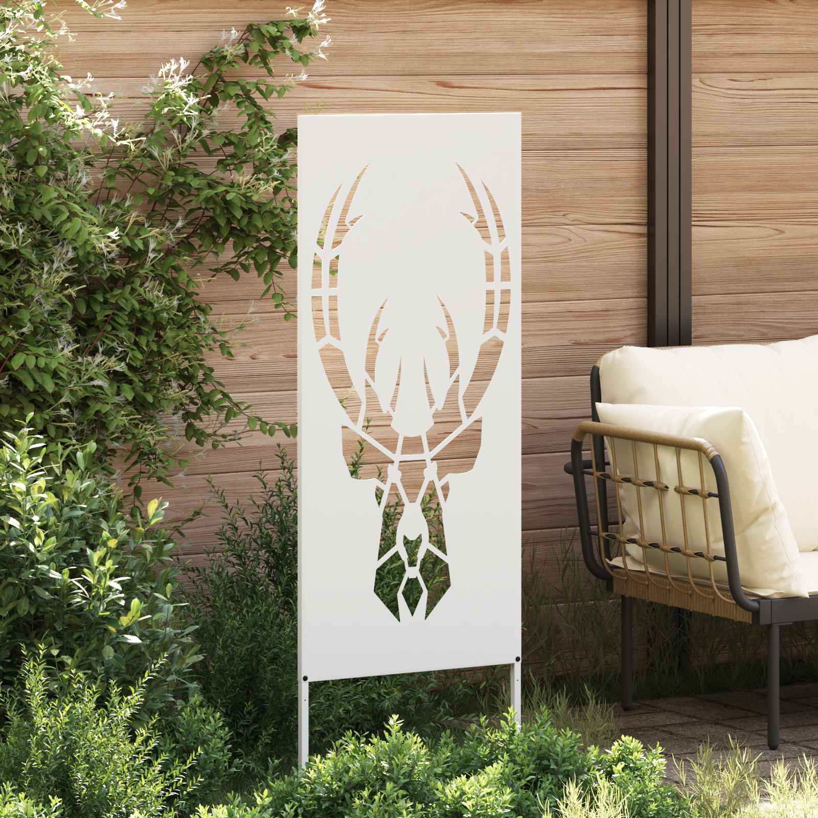 vidaXL Garden Privacy Screen White 50 x 140 cm Cold-rolled steel 3