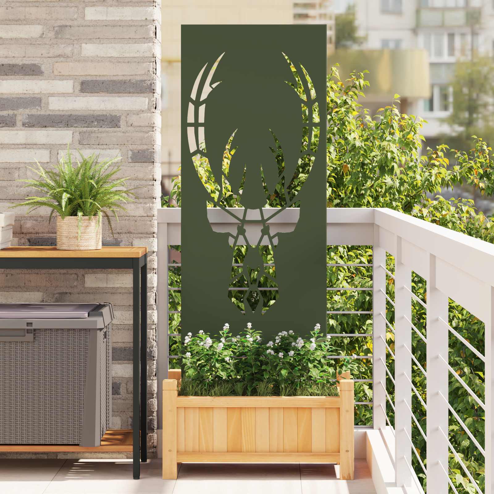 vidaXL Garden Privacy Screen Olive green 50 x 140 cm Cold-rolled steel 1