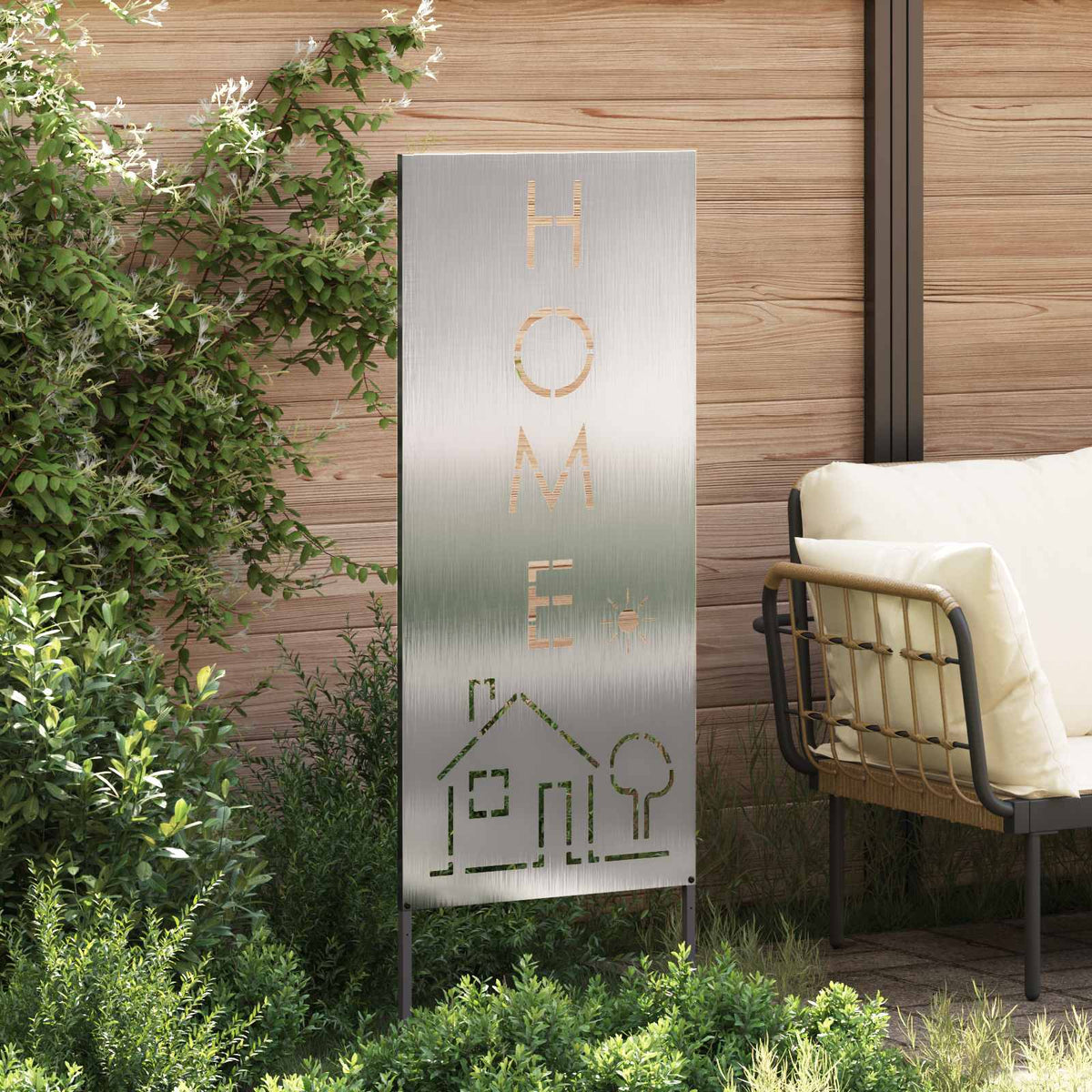 Garden Privacy Screen Silver 50 x 140 cm Stainless steel Alphabet