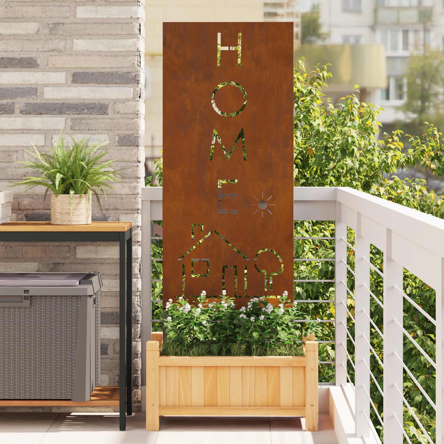 vidaXL Garden Privacy Screen Rusty 50 x 140 cm Weathering Steel 1