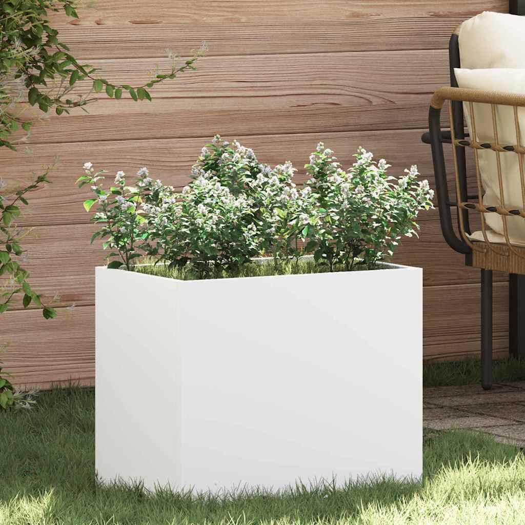 vidaXL Garden Planter White 50 x 32 x 40 cm Cold-rolled Steel 1