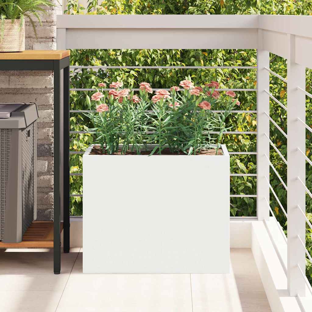 vidaXL Garden Planter White 50 x 32 x 40 cm Cold-rolled Steel 4