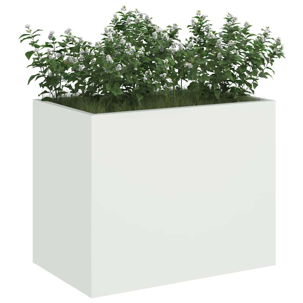 vidaXL Garden Planter White 50 x 32 x 40 cm Cold-rolled Steel 3