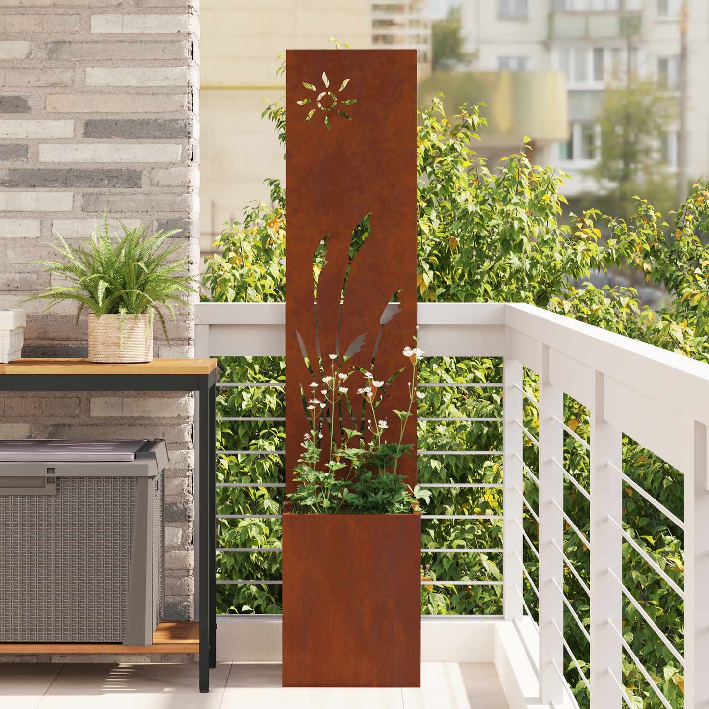 vidaXL Garden Privacy Screen Rusty 32 x 32 x 150 cm Weathering steel 1