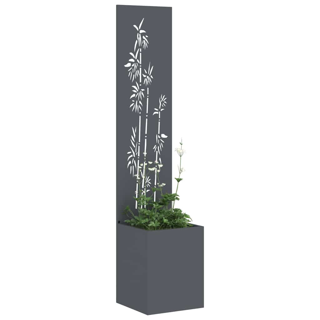 Garden Privacy Screen Fretwork 32 x 32 x 150 cm Width 32 cm Anthracite Bamboo