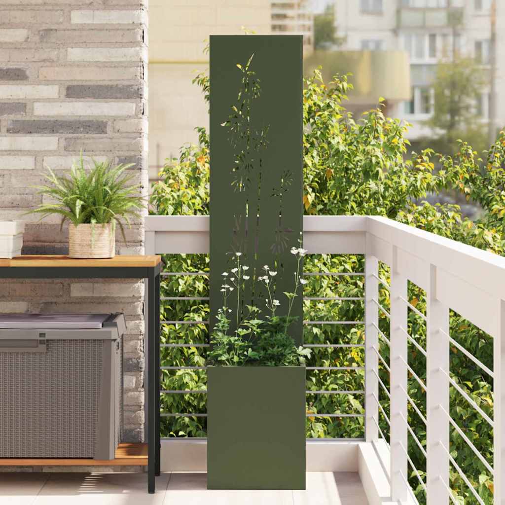 vidaXL Garden Privacy Screen Floral Olive green 32 x 32 x 150 cm 1