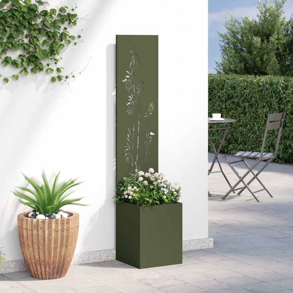 vidaXL Garden Privacy Screen Floral Olive green 32 x 32 x 150 cm 4
