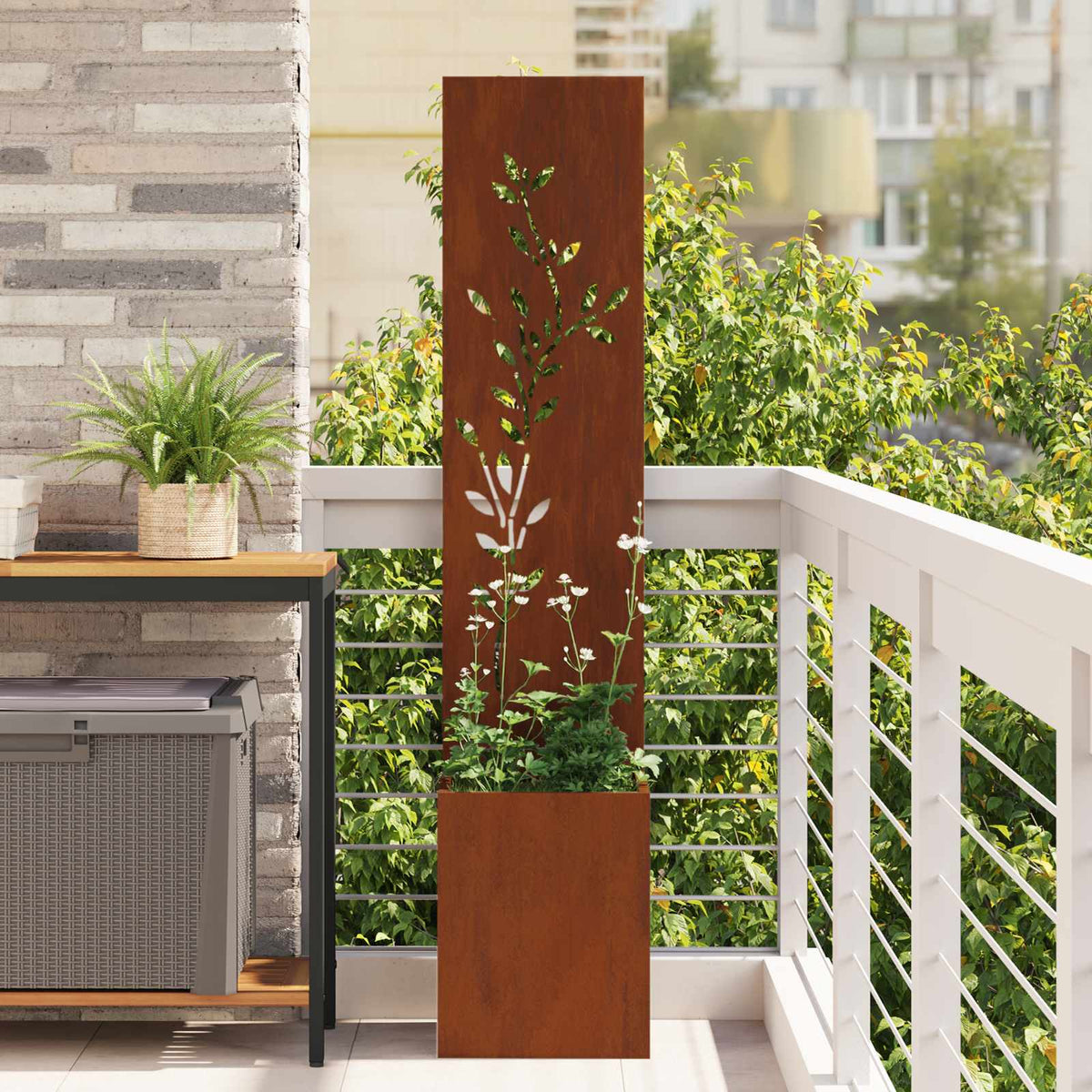 vidaXL Garden Privacy Screen Rusty 32 x 32 x 150 cm Weathering steel 1