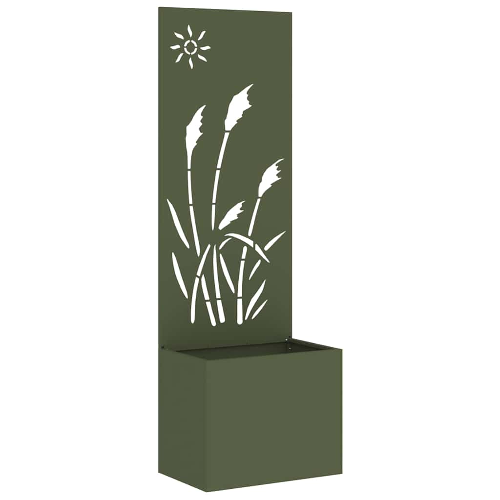 Garden Privacy Screen Fretwork 50 x 32 x 150 cm Width 50 cm Olive green Reed