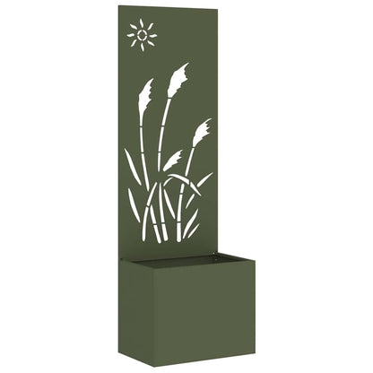 Garden Privacy Screen Fretwork 50 x 32 x 150 cm Width 50 cm Olive green Reed