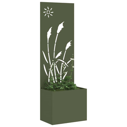 Garden Privacy Screen Fretwork 50 x 32 x 150 cm Width 50 cm Olive green Reed