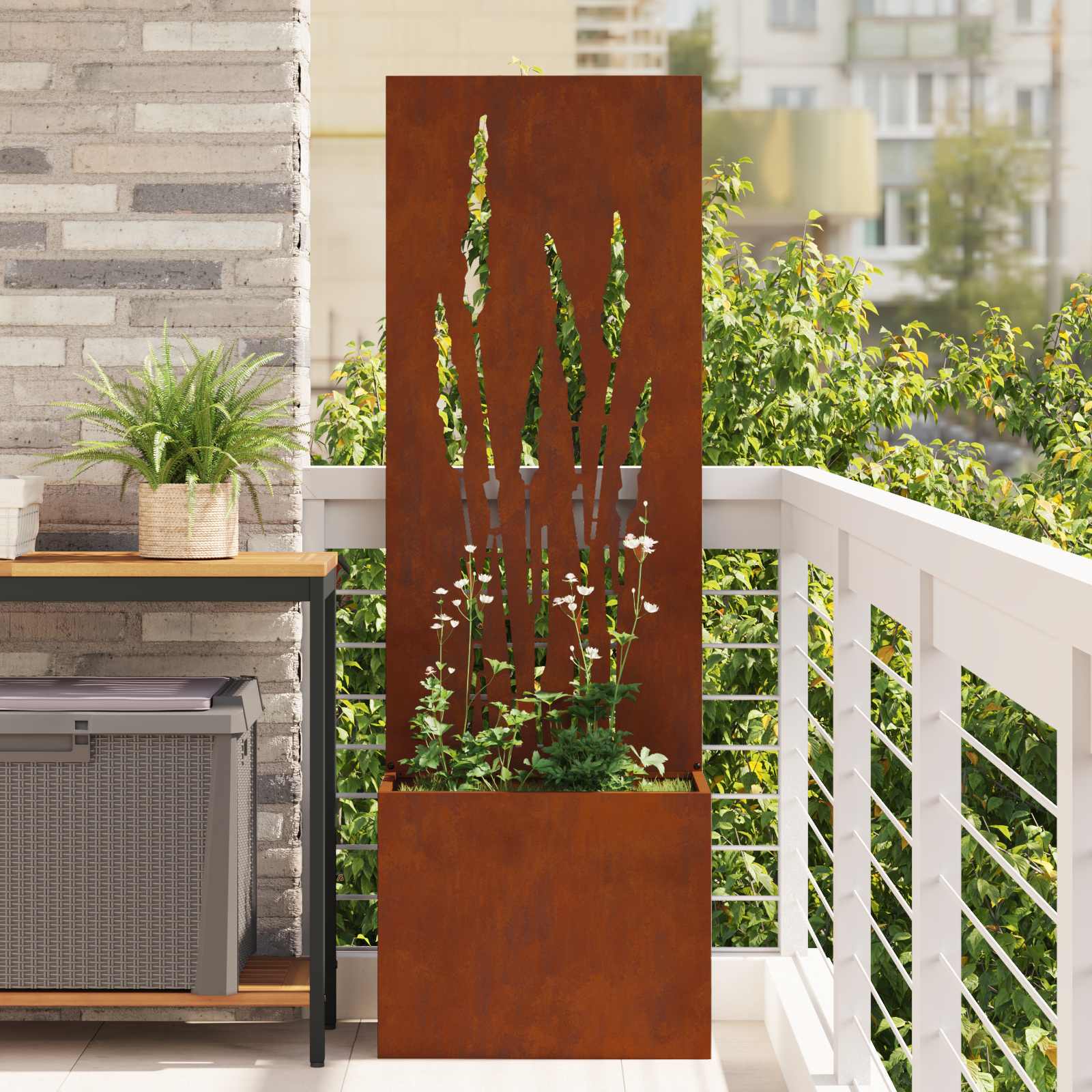 vidaXL Garden Privacy Screen Rusty 50 x 32 x 150 cm Weathering steel 1