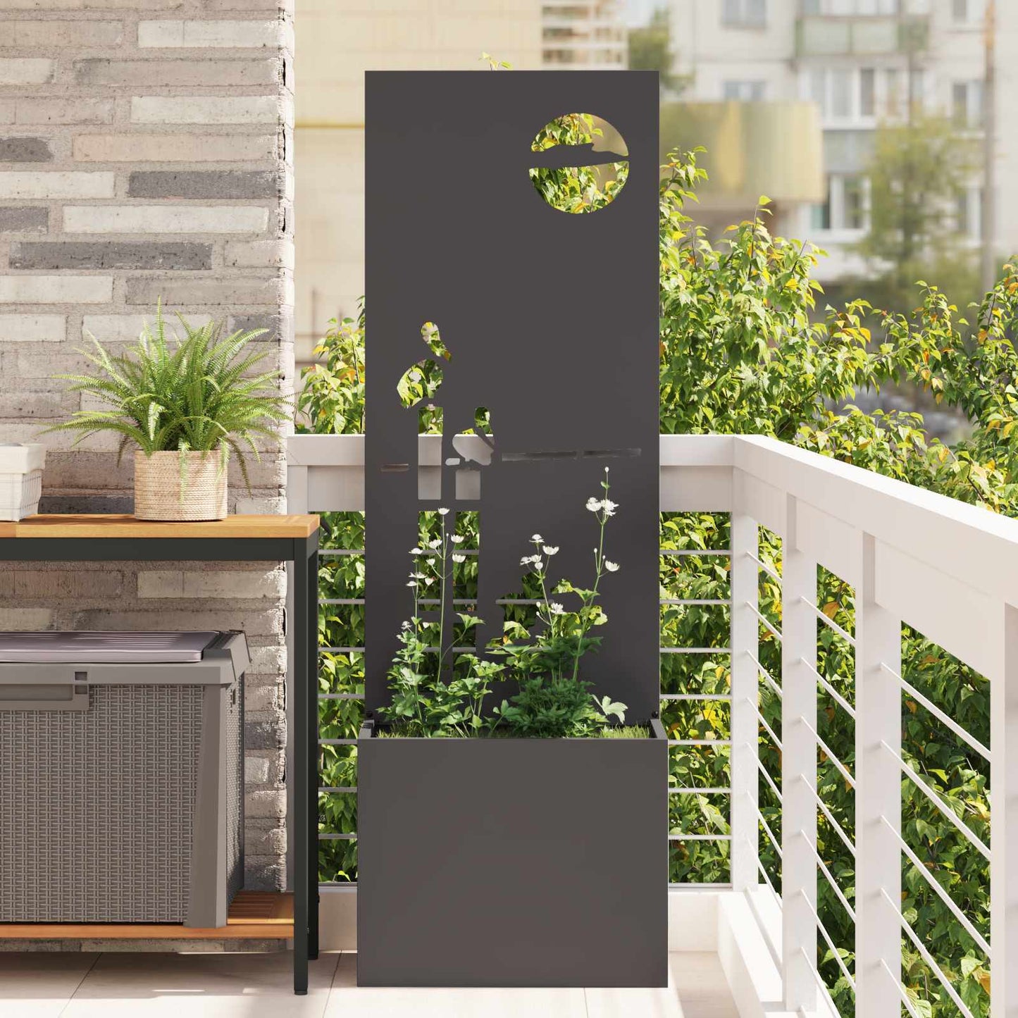 vidaXL Garden Privacy Screen Black 50 x 32 x 150 cm Cold-rolled steel 1