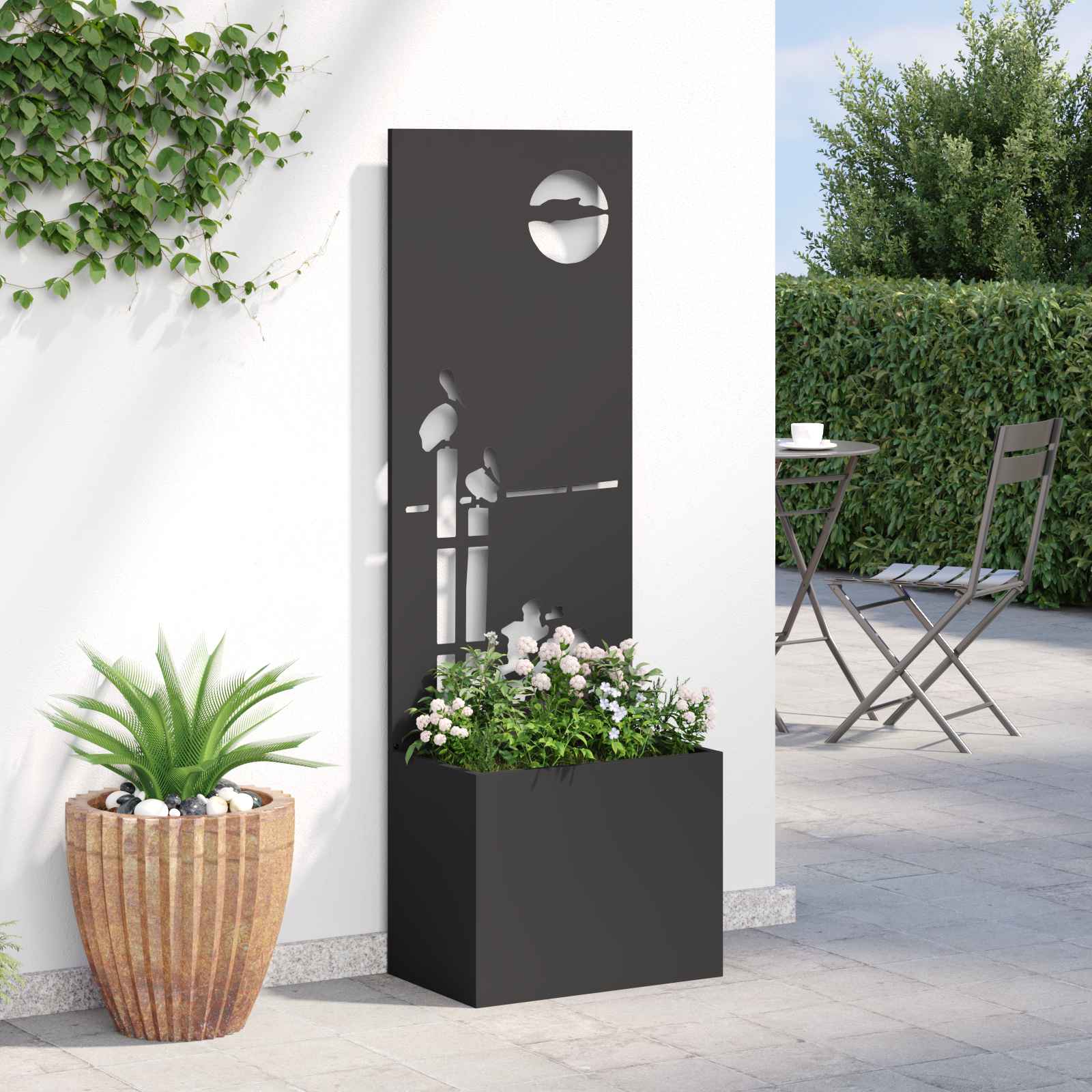 vidaXL Garden Privacy Screen Black 50 x 32 x 150 cm Cold-rolled steel 4