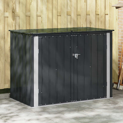 vidaXL Garden Storage Box Black 151.5 x 82 x 110.5 cm Steel 1