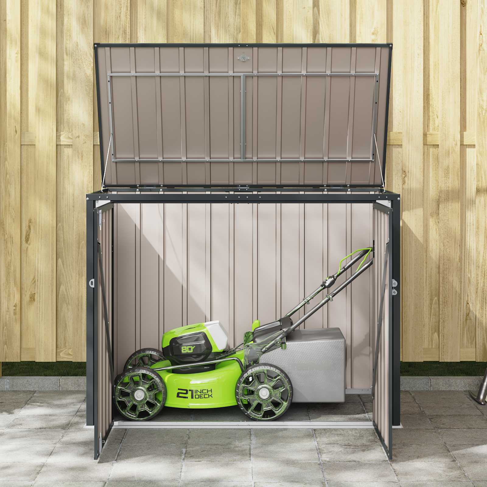 vidaXL Garden Storage Box Black 151.5 x 82 x 110.5 cm Steel 5