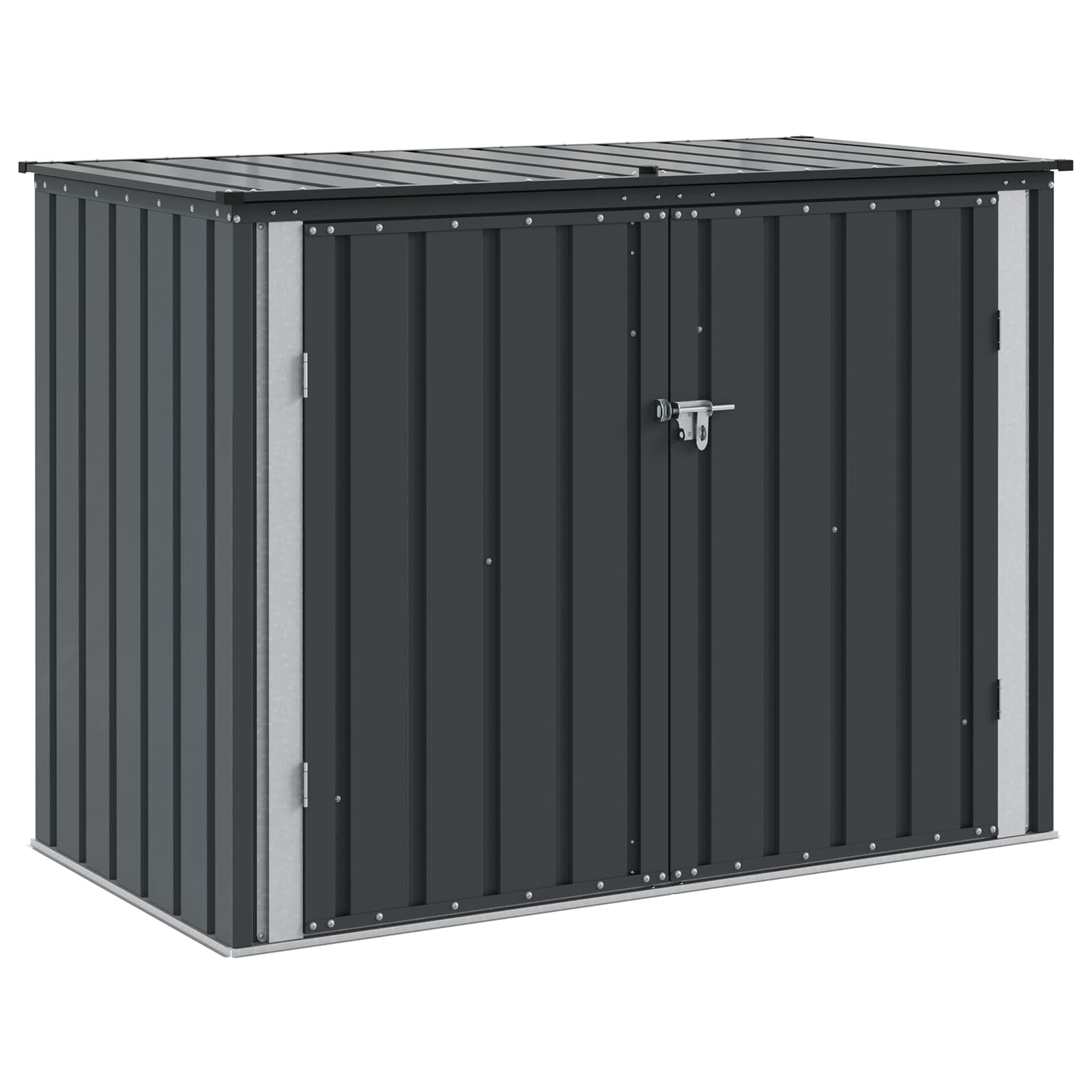vidaXL Garden Storage Box Black 151.5 x 82 x 110.5 cm Steel 2