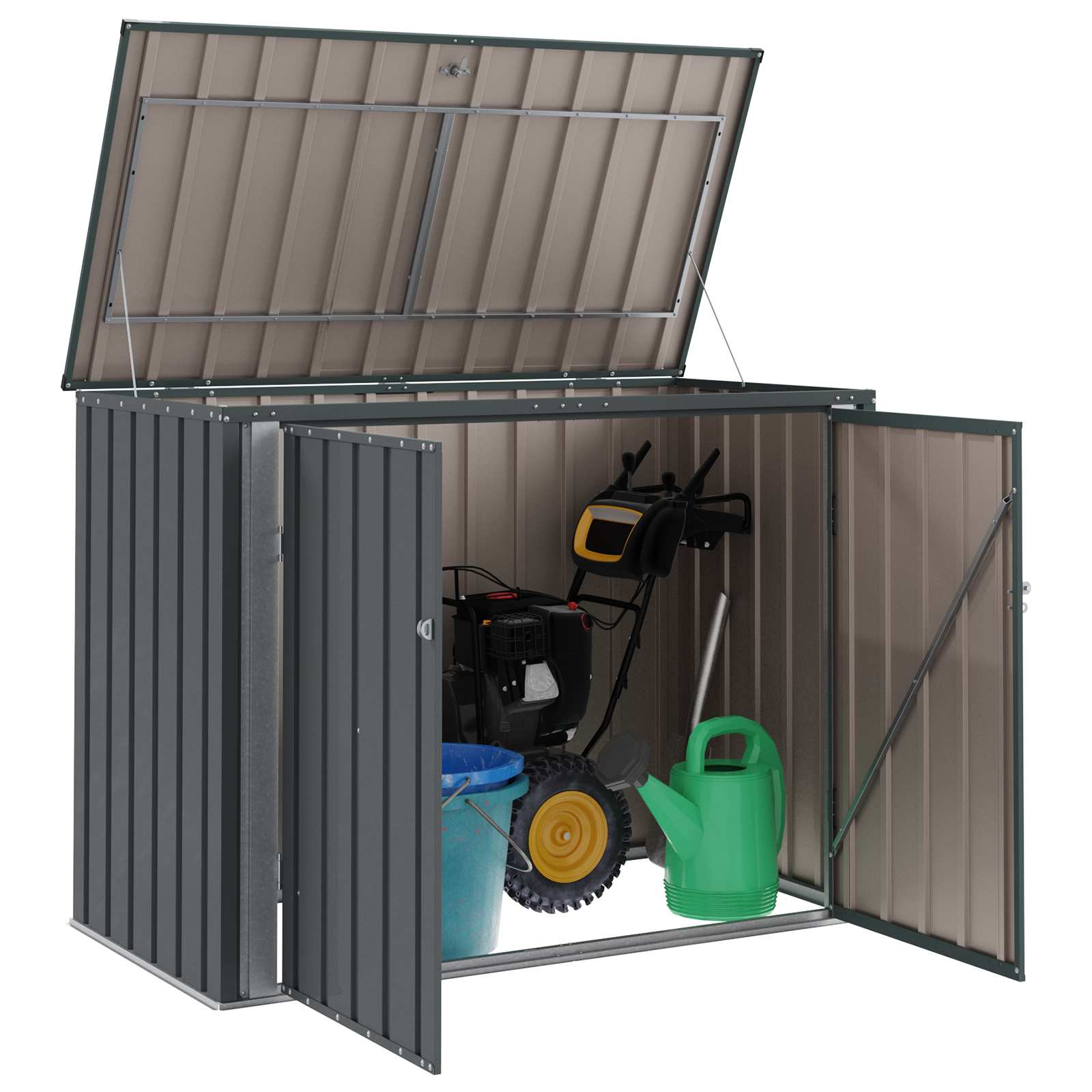 vidaXL Garden Storage Box Black 151.5 x 82 x 110.5 cm Steel 3