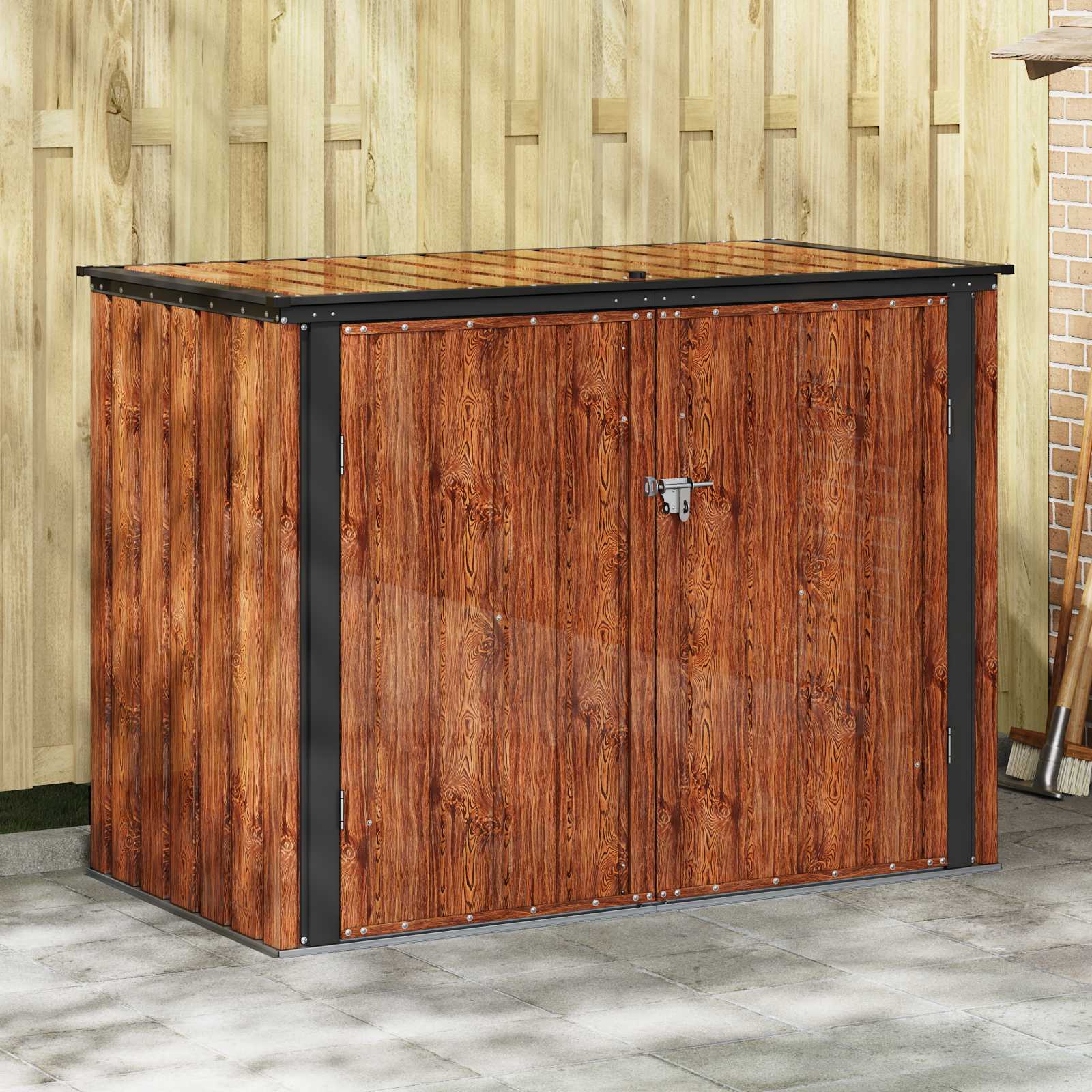 vidaXL Garden Storage Box Brown 151.5 x 82 x 110.5 cm Steel 1