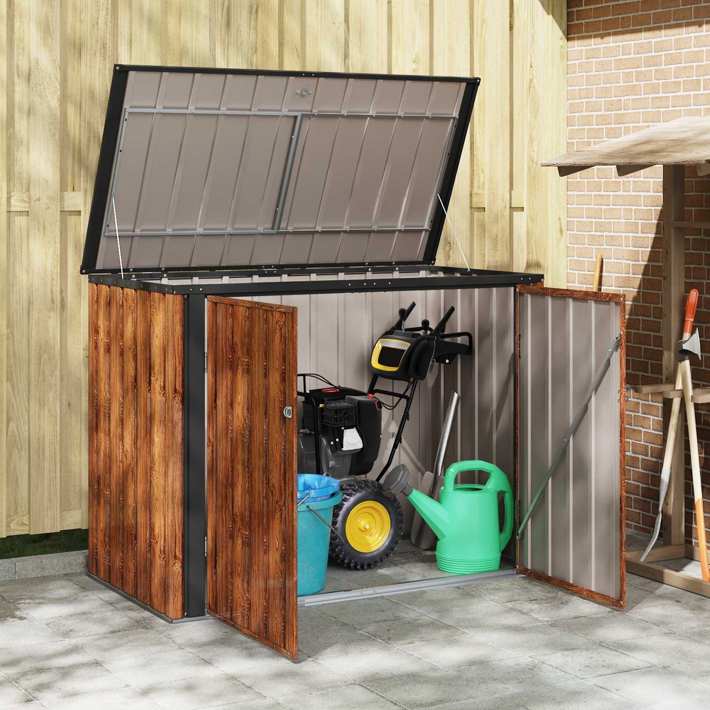 vidaXL Garden Storage Box Brown 151.5 x 82 x 110.5 cm Steel 4