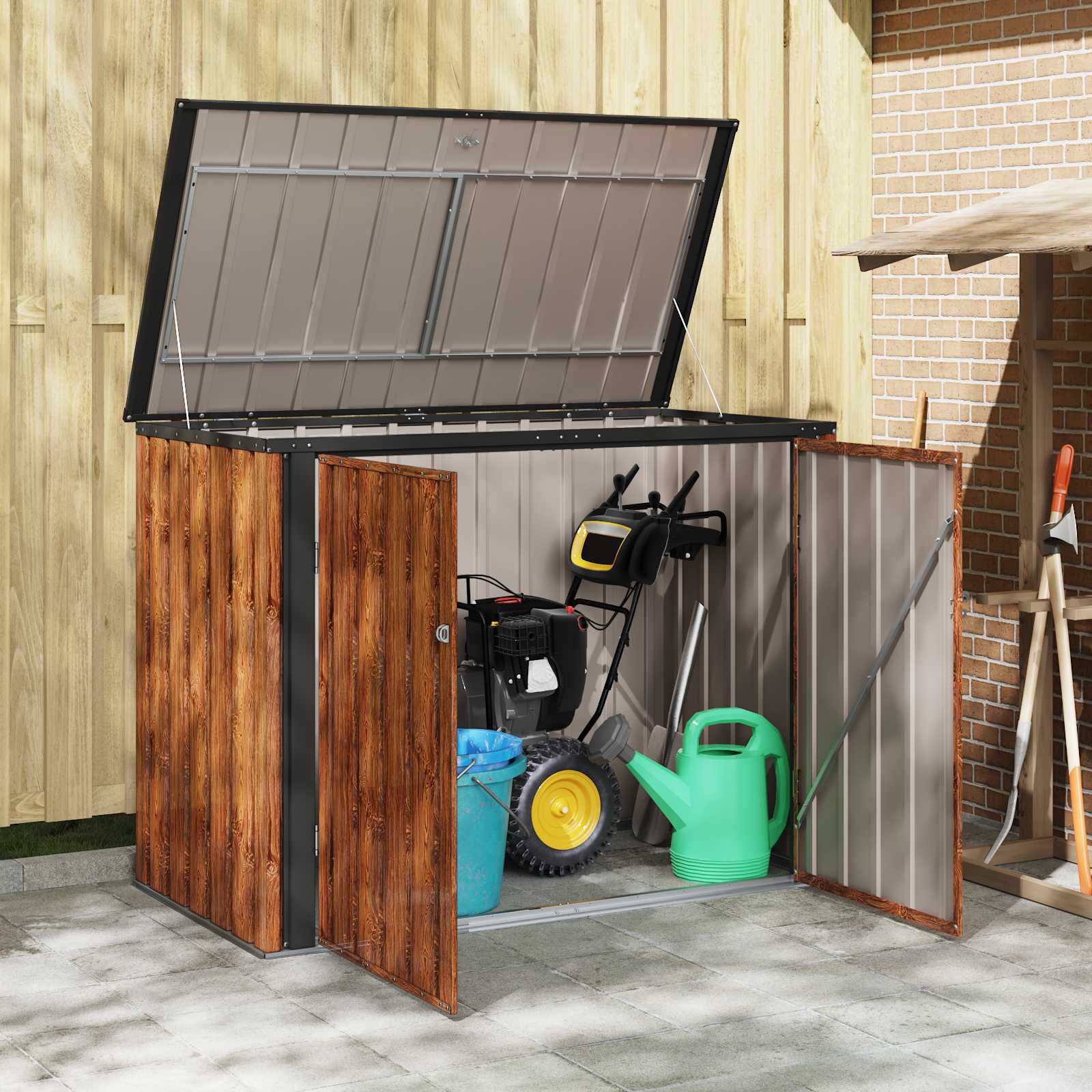 vidaXL Garden Storage Box Brown 151.5 x 82 x 110.5 cm Steel 4