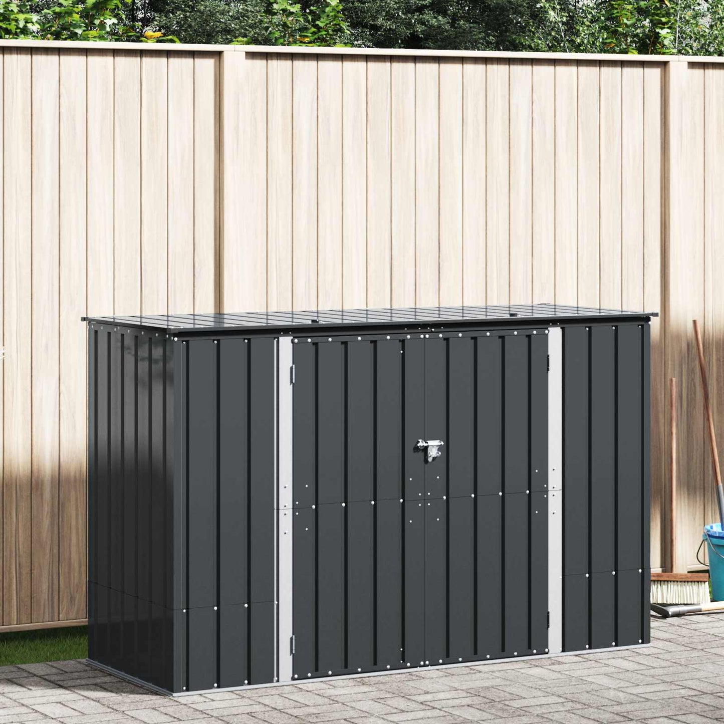 vidaXL Garden Storage Box Black 214 x 82 x 132 cm Steel 1