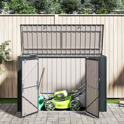 vidaXL Garden Storage Box Black 214 x 82 x 132 cm Steel 5