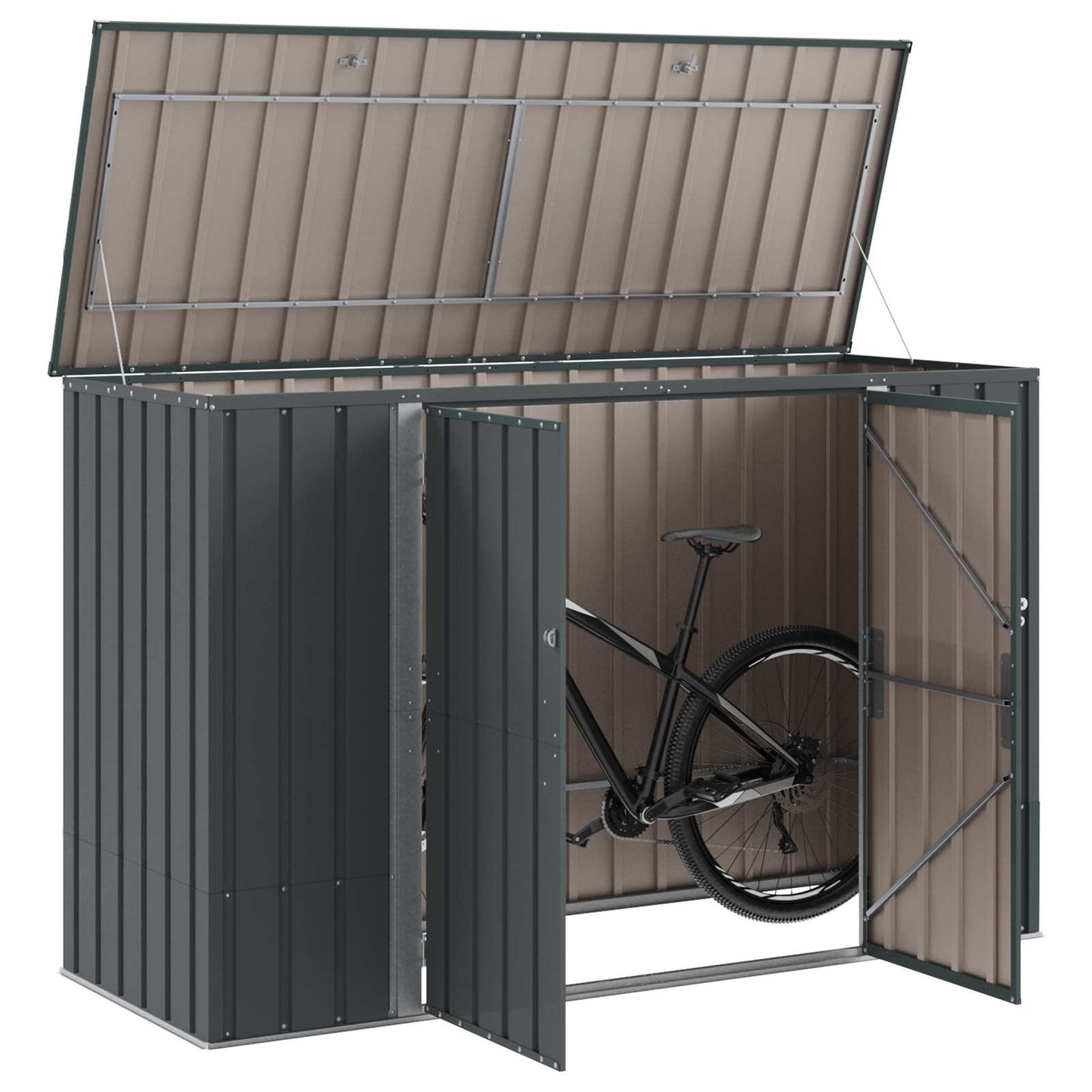 vidaXL Garden Storage Box Black 214 x 82 x 132 cm Steel 3