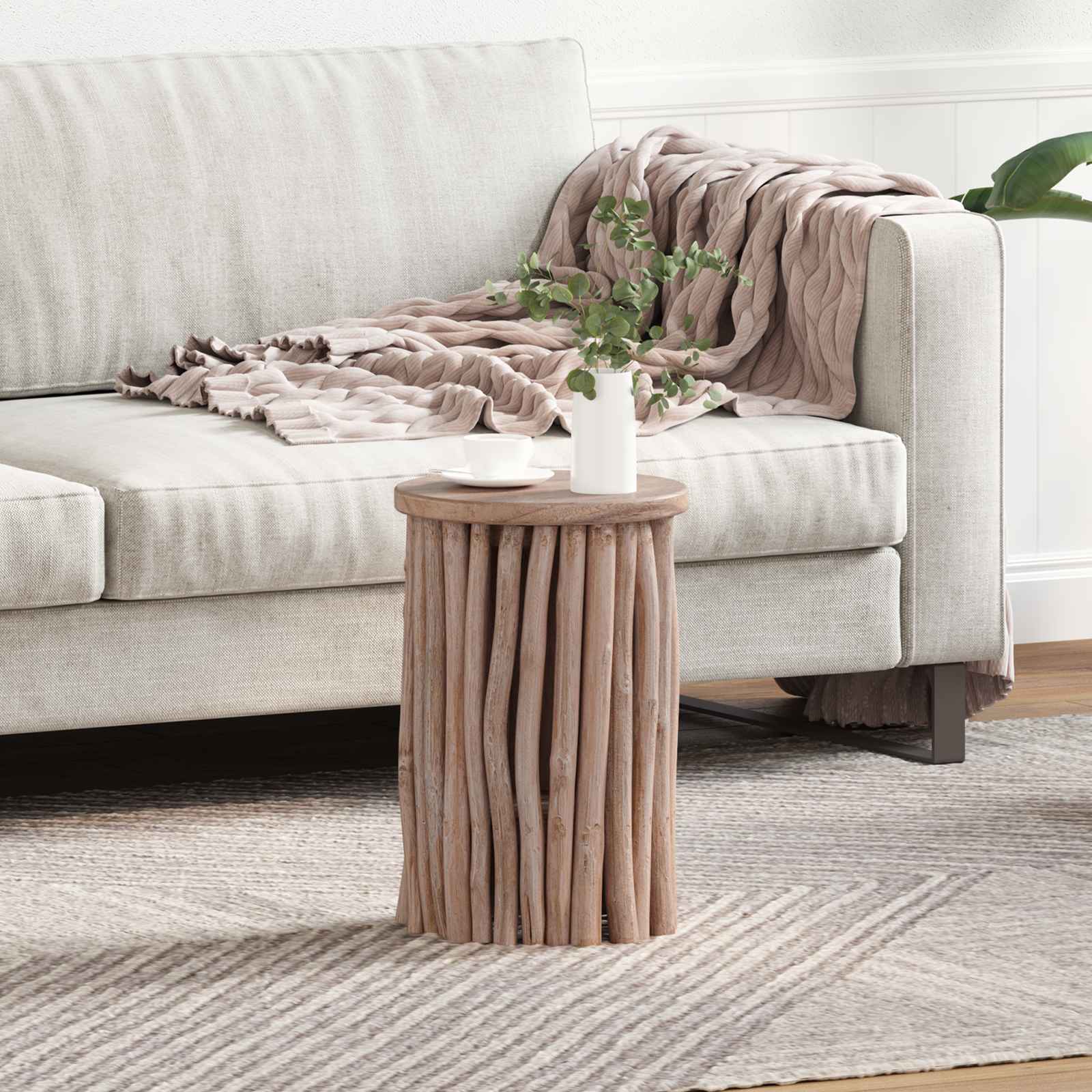 vidaXL Stool Natural 30 x 30 x 45 cm Solid Teak Wood 1
