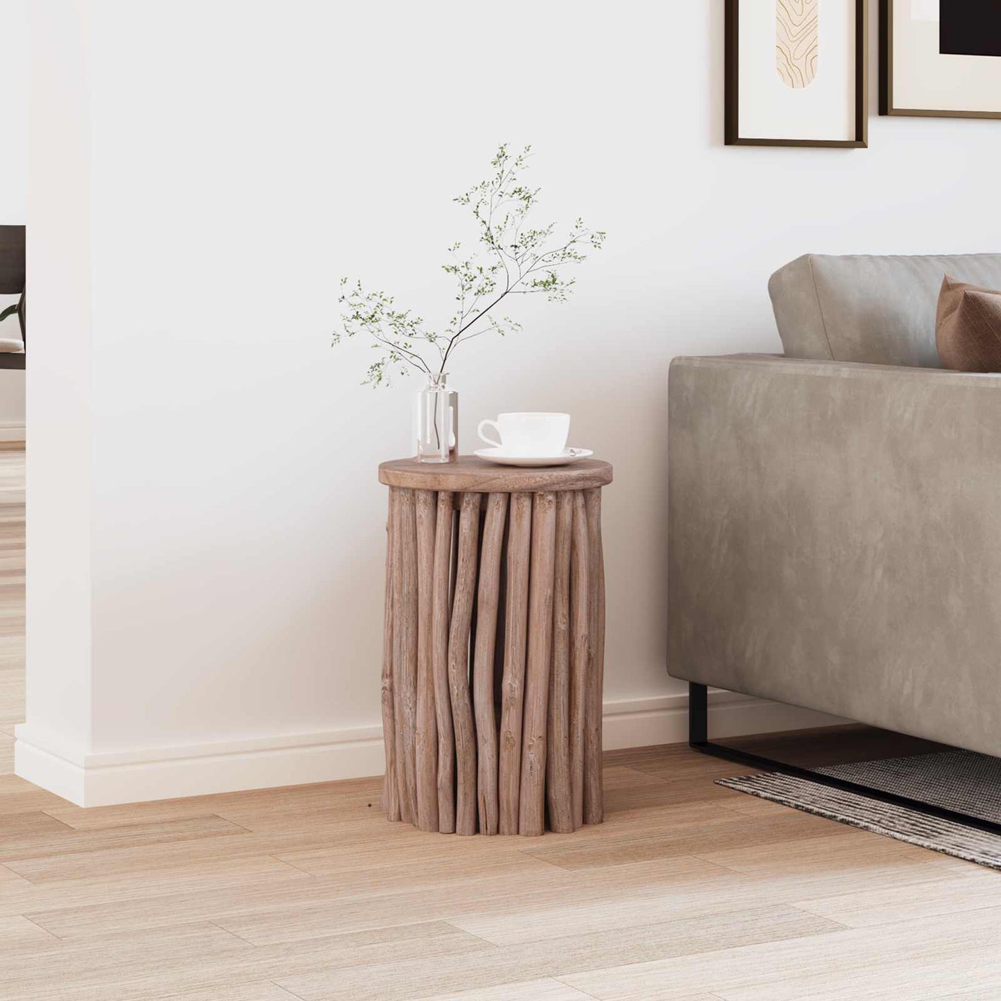 vidaXL Stool Natural 30 x 30 x 45 cm Solid Teak Wood 3