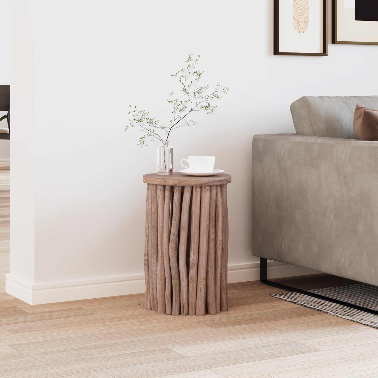 vidaXL Stool Natural 30 x 30 x 45 cm Solid Teak Wood 3