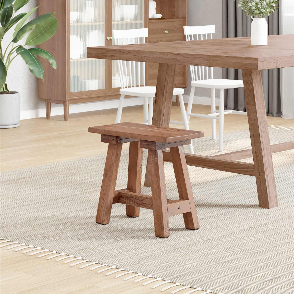 Bench Natural Solid Mahogany wood 50.5 cm 47.5 cm 25 cm