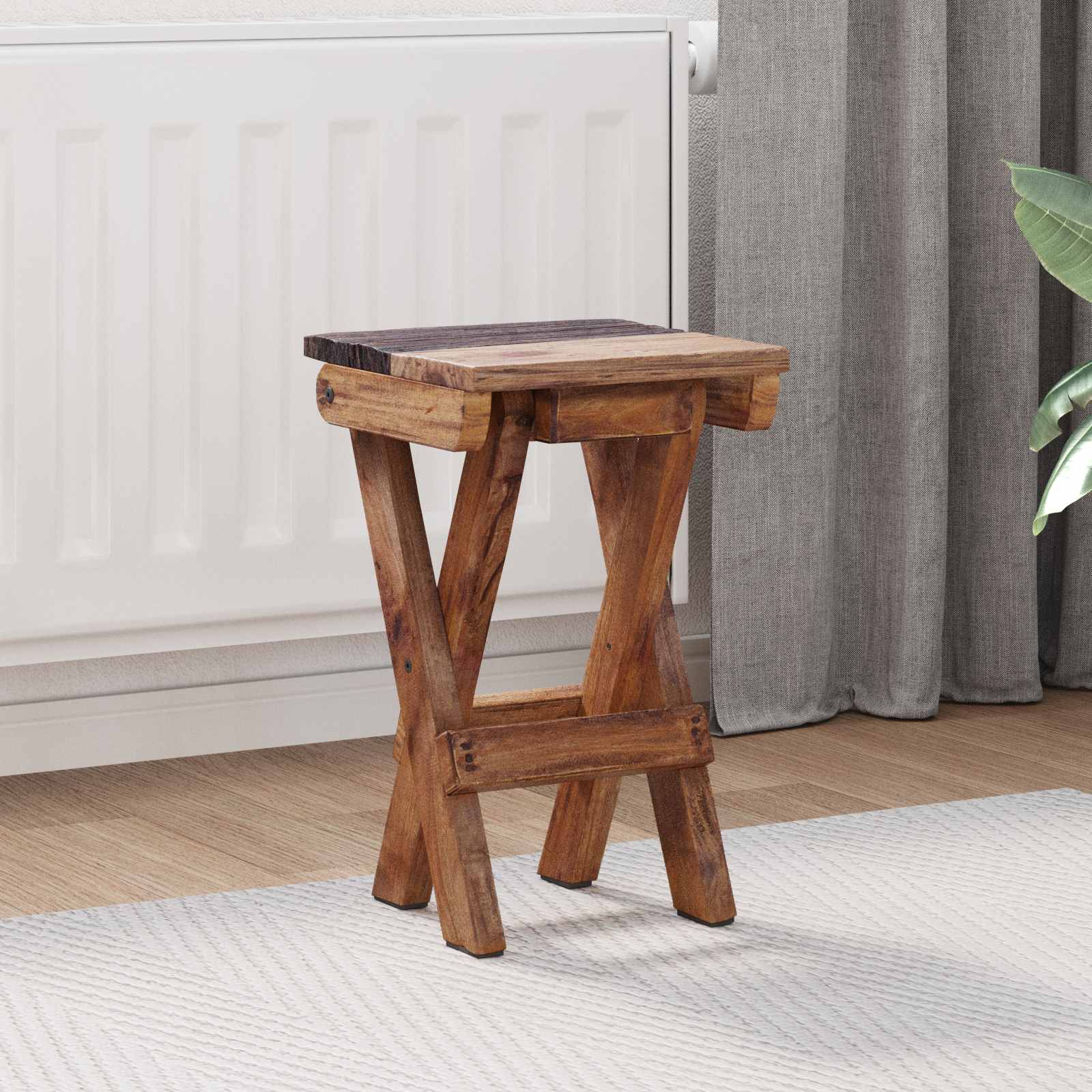 vidaXL Stool Natural 30 x 30 x 48 cm Solid Reclaim wood 1