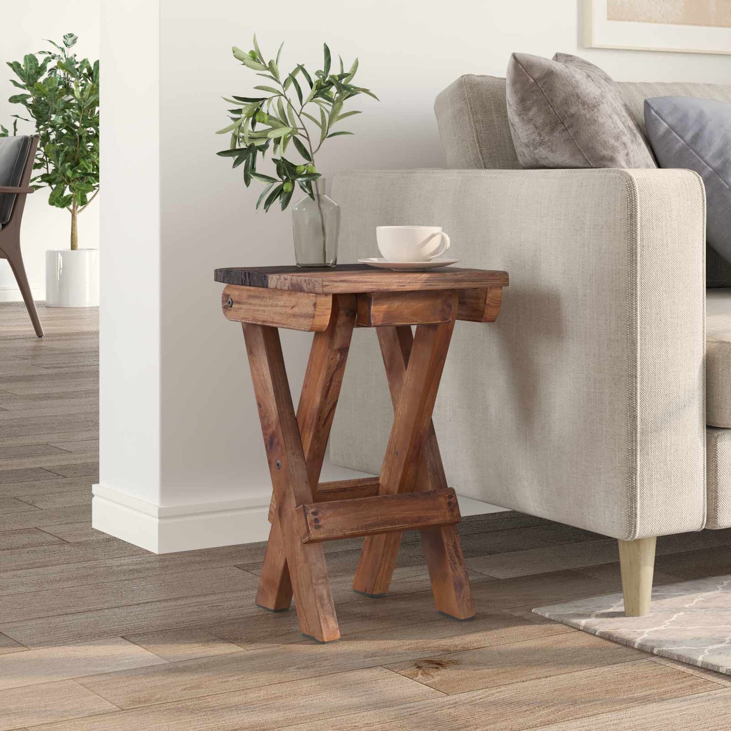 vidaXL Stool Natural 30 x 30 x 48 cm Solid Reclaim wood 3