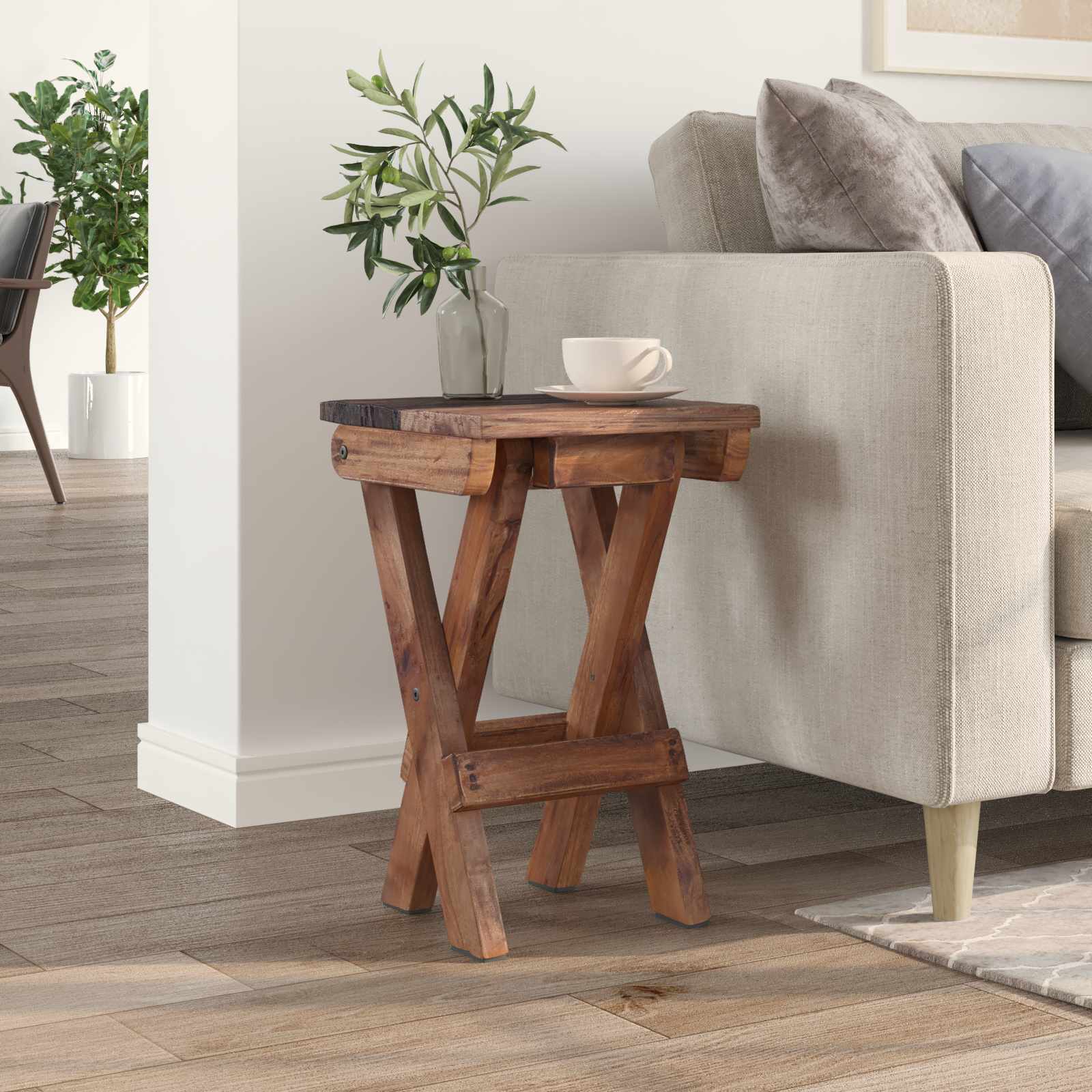 vidaXL Stool Natural 30 x 30 x 48 cm Solid Reclaim wood 3