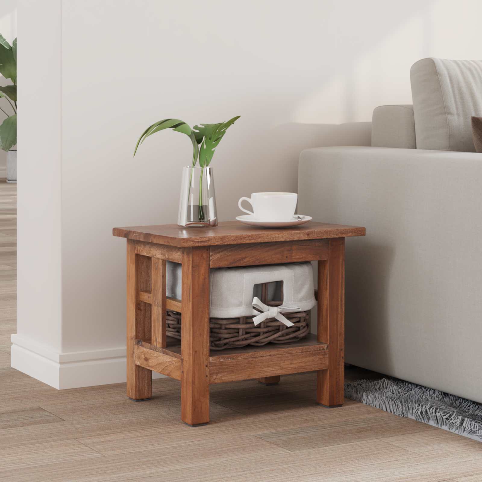 vidaXL Side Table Brown 38 x 28 x 35 cm Solid Mahogany wood 3