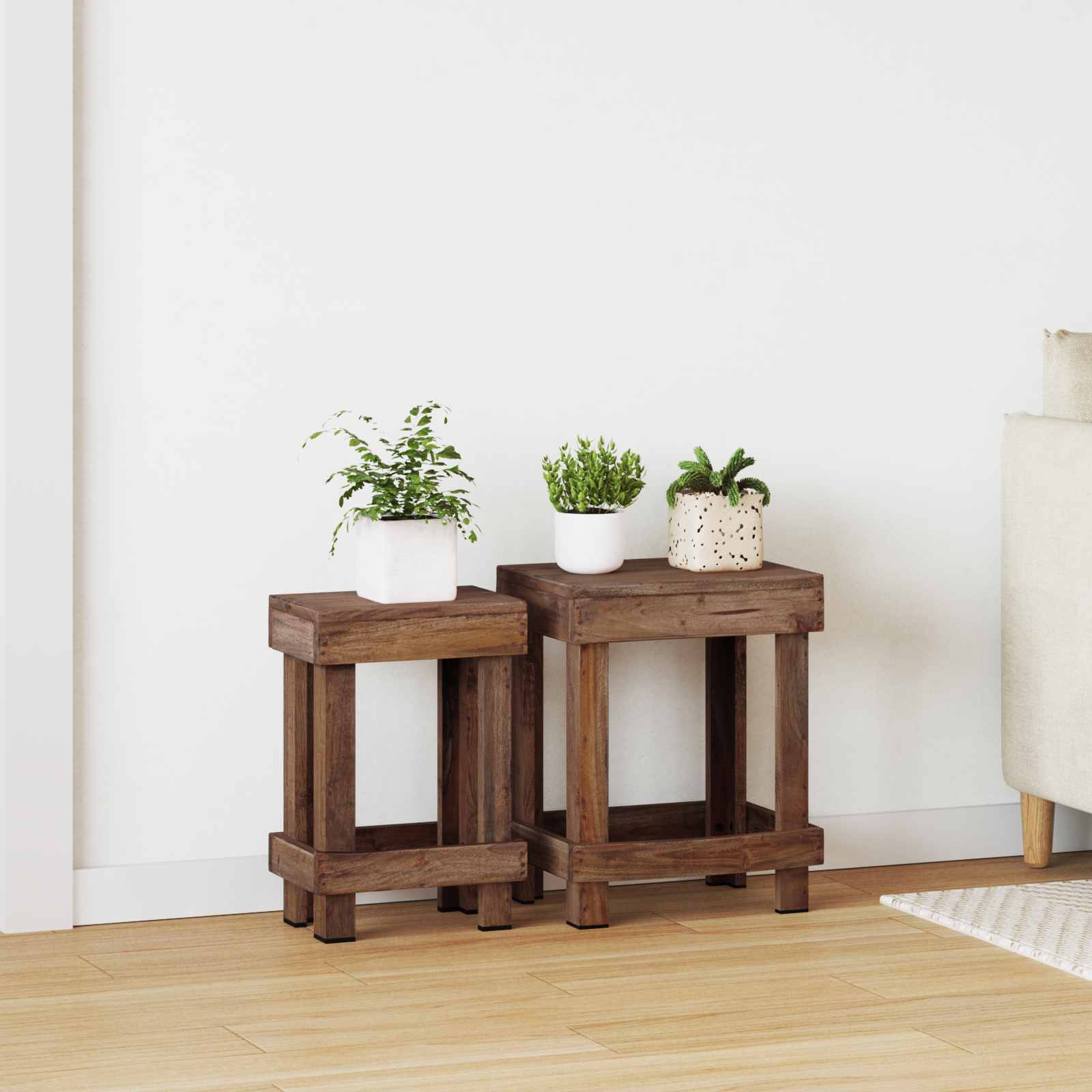 vidaXL Plant Stand 2 pcs Brown 70 x 11 x 27 cm Mahogany Wood 1