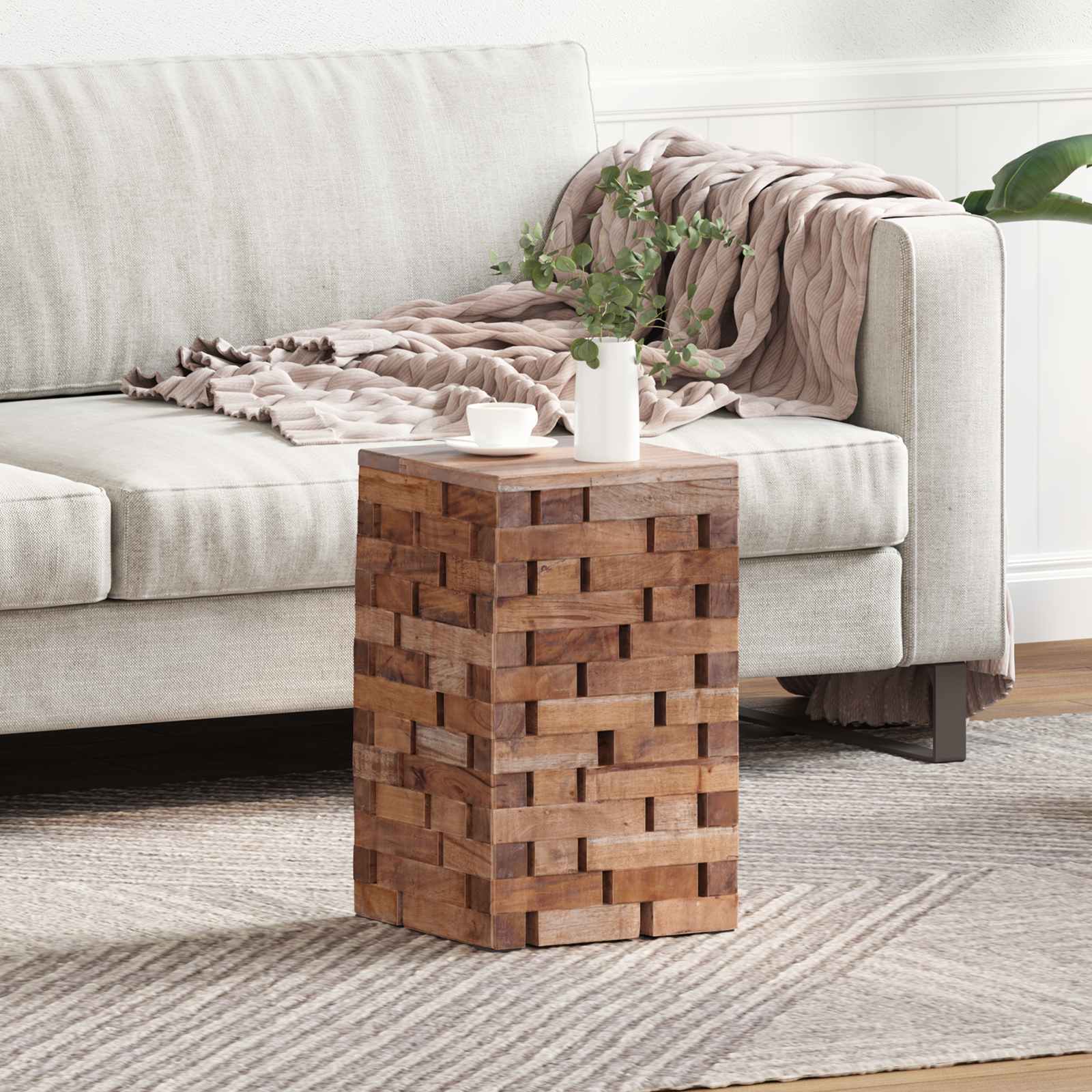 vidaXL Stool Natural 29 x 29 x 48 cm Solid Reclaim wood 1
