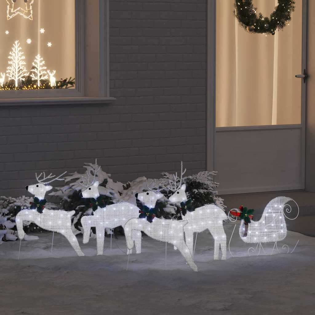 vidaXL LED Reindeers 5 pcs Silver 43 x 18 x 66 cm Fabric 1