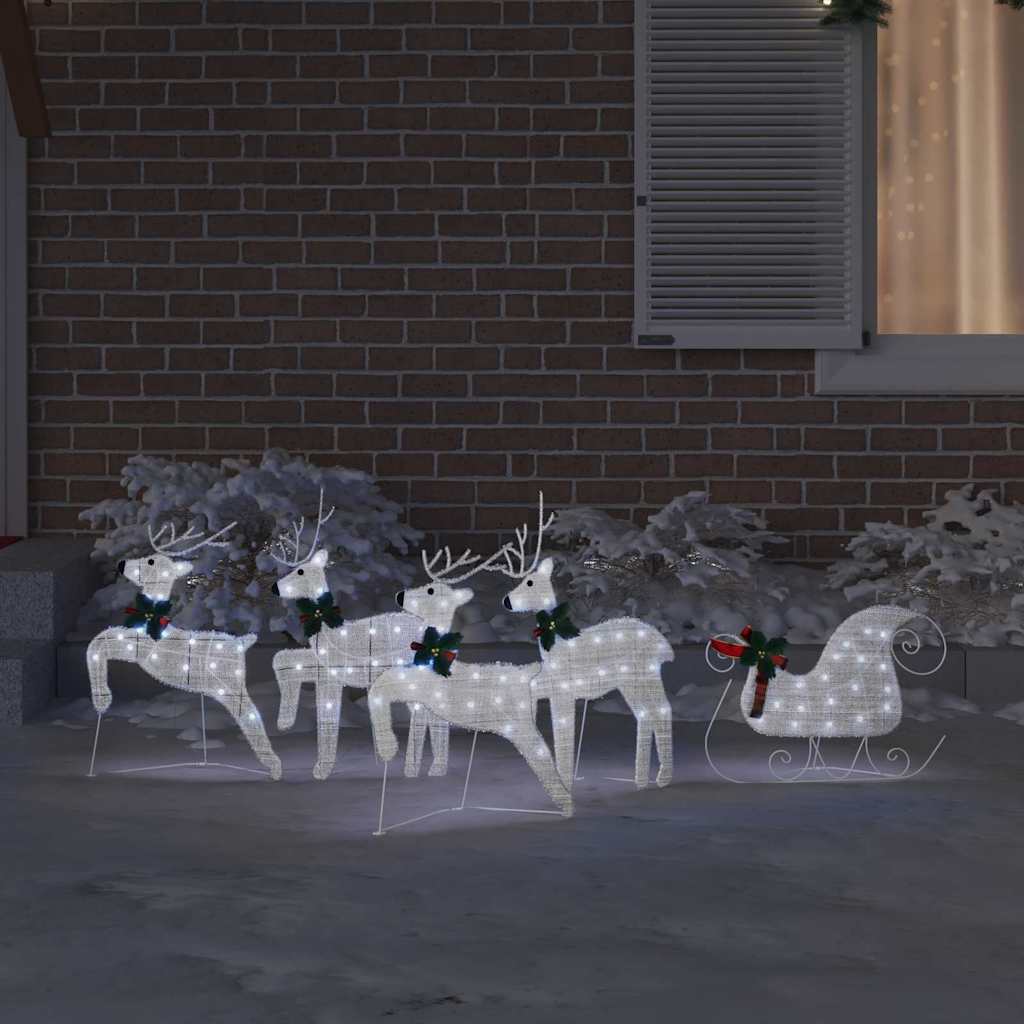 vidaXL LED Reindeers 5 pcs Silver 43 x 18 x 66 cm Fabric 3