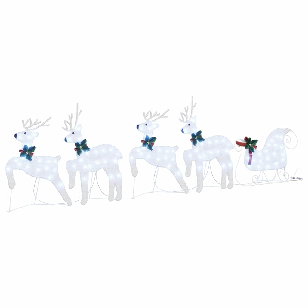 vidaXL LED Reindeers 5 pcs Silver 43 x 18 x 66 cm Fabric 2