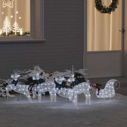 vidaXL LED Reindeers 5 pcs White 43 x 18 x 66 cm Fabric 1