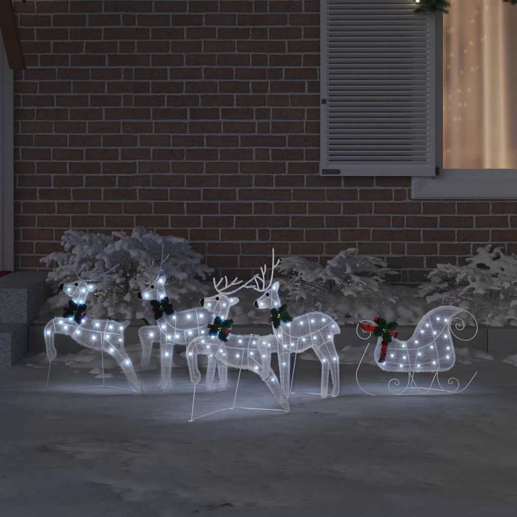 vidaXL LED Reindeers 5 pcs White 43 x 18 x 66 cm Fabric 3