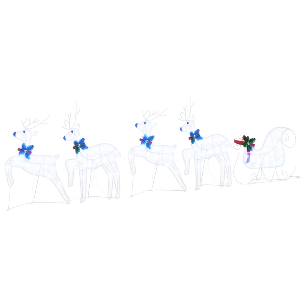 vidaXL LED Reindeers 5 pcs White 43 x 18 x 66 cm Fabric 2