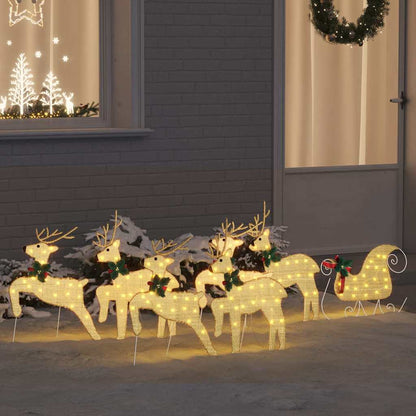 vidaXL Christmas Reindeer with sleigh 60 LEDs Warm White