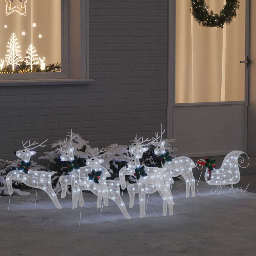 vidaXL Christmas Reindeer with sleigh 60 LEDs Warm White