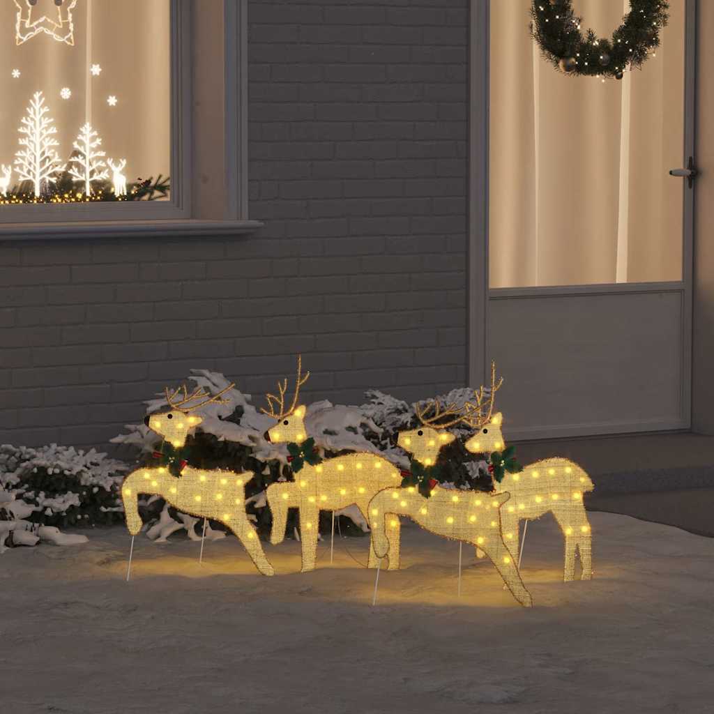 vidaXL LED Reindeers 4 pcs Gold 45 x 19 x 65 cm Fabric 1